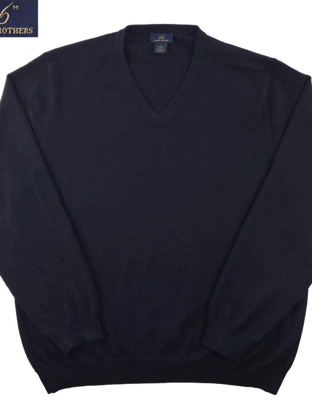 Brooks Brothers Sweater V-Neck Merino Wool Blend Stretch Dark Navy Men's Large